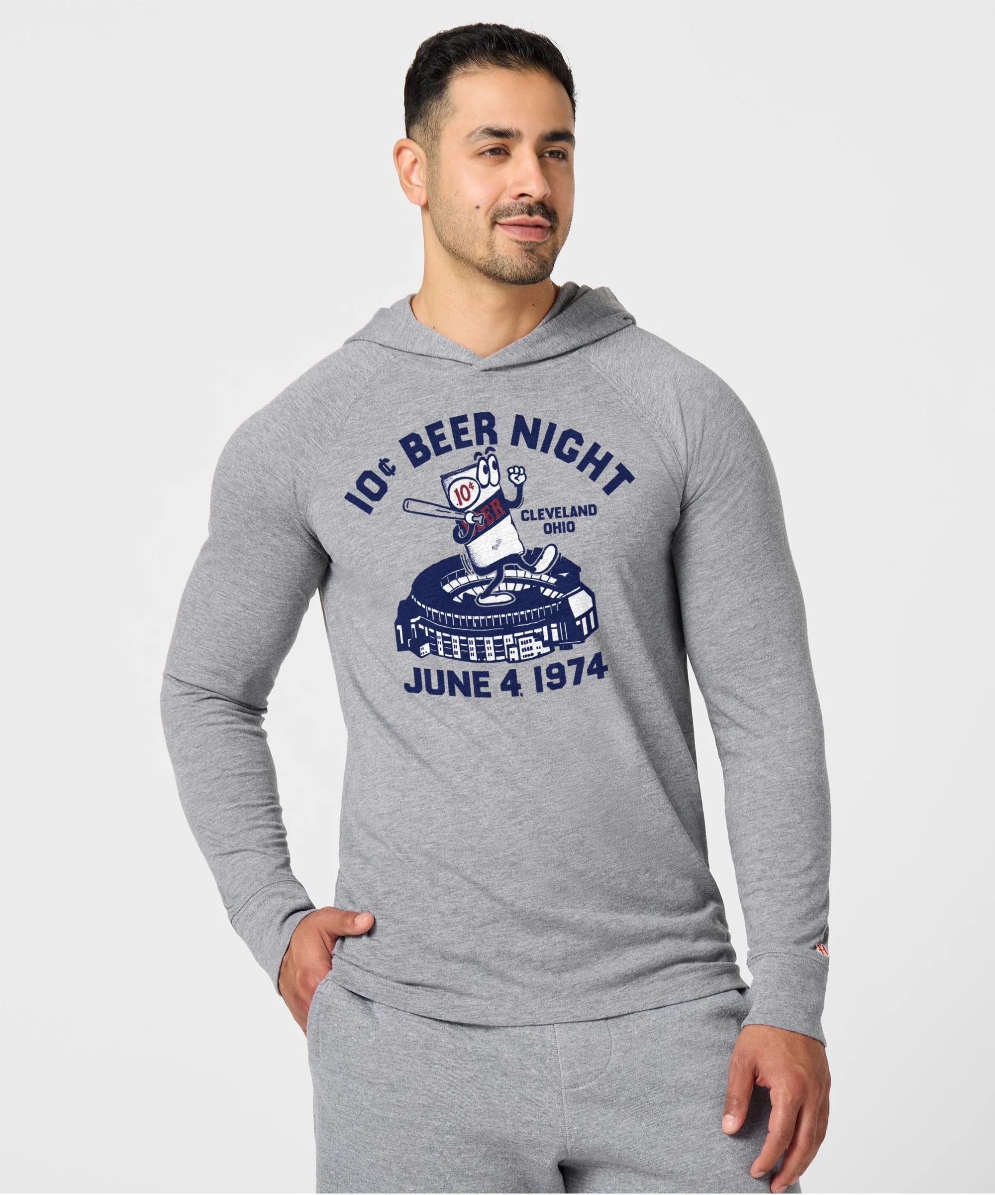 10 Cent Beer Night Cleveland Ohio Lightweight Hoodie - Image 3