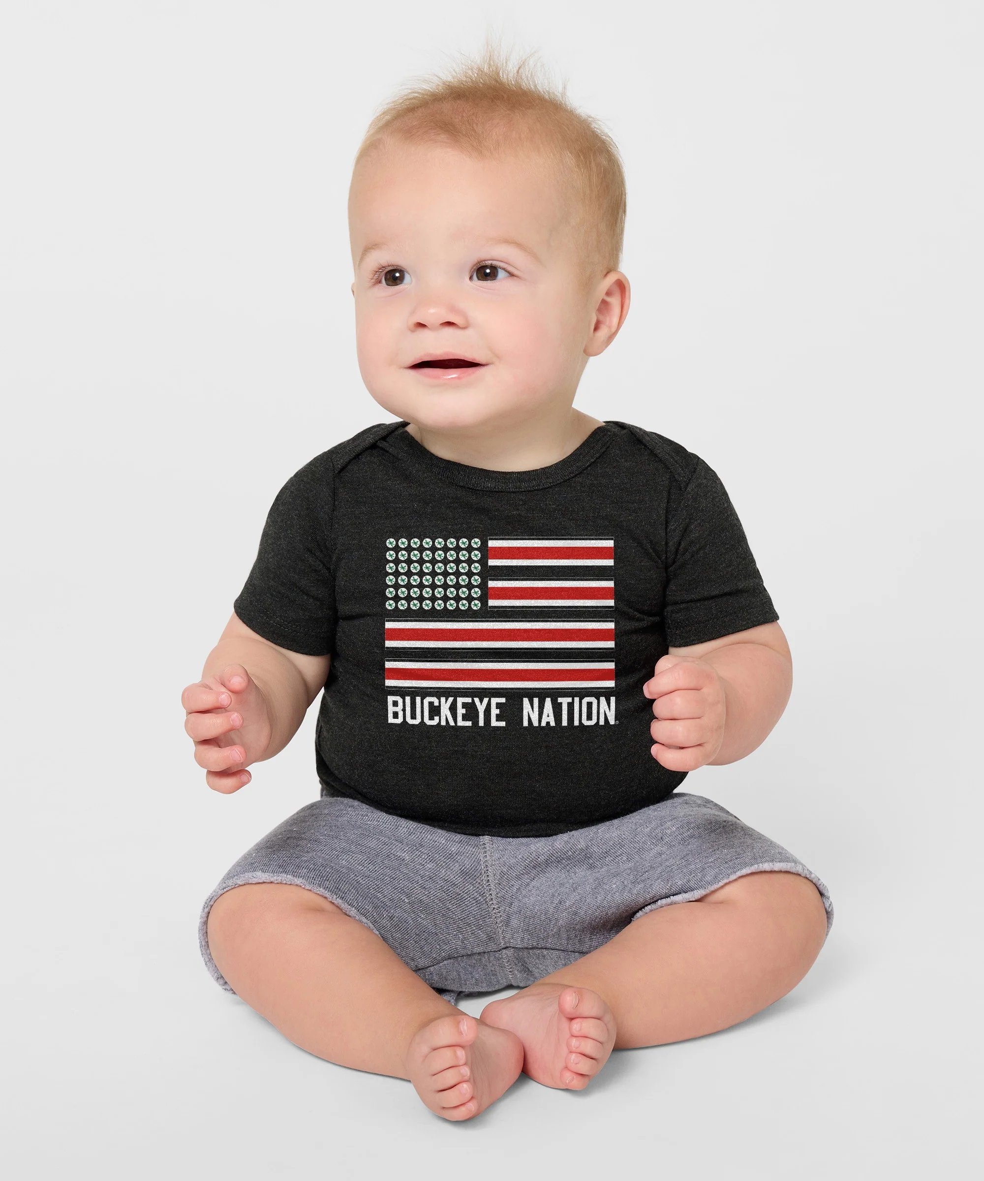 Buckeye Nation Flag Baby One Piece - Image 3