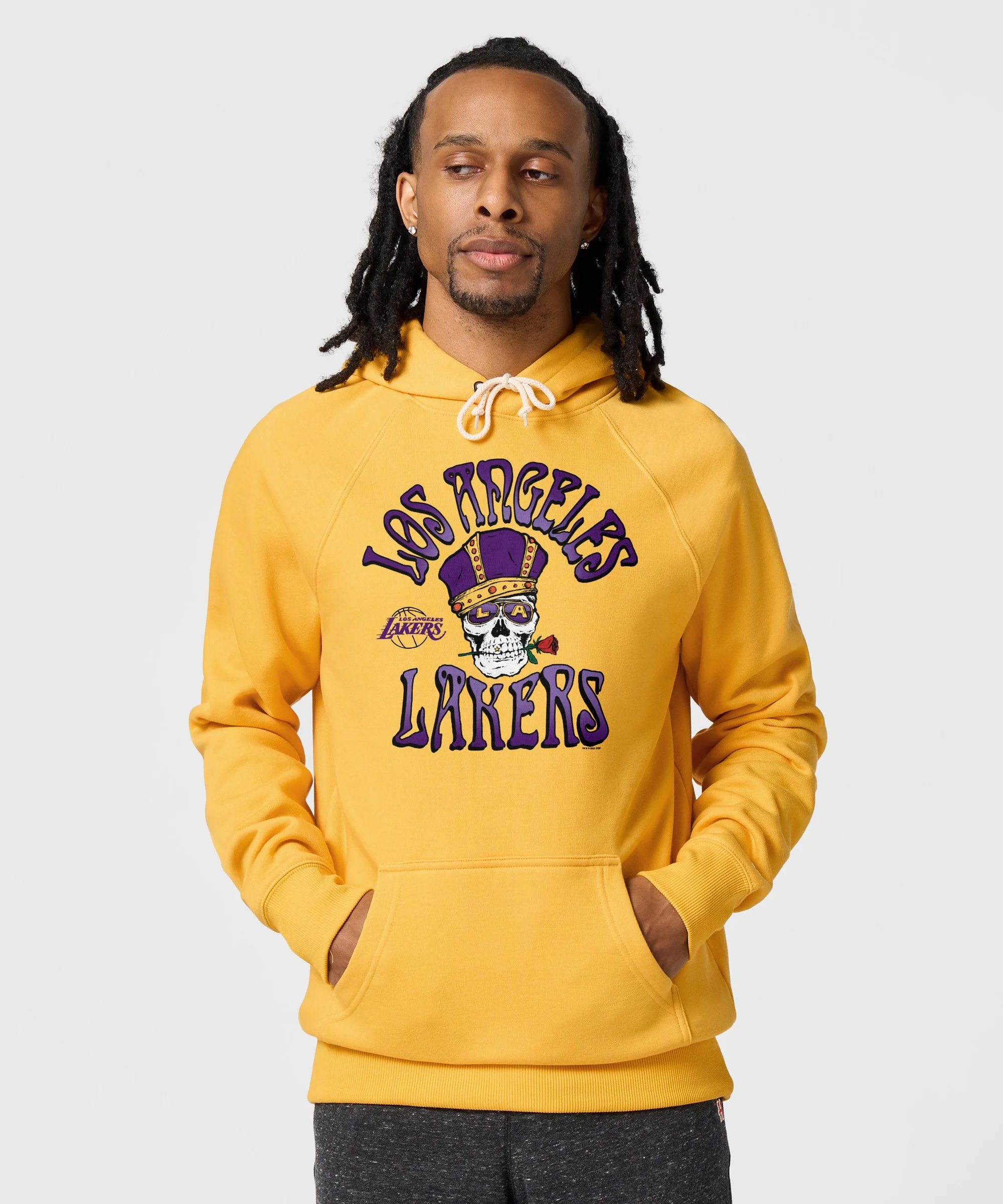 NBA x Grateful Dead x Lakers Skull And Rose Hoodie - Image 3