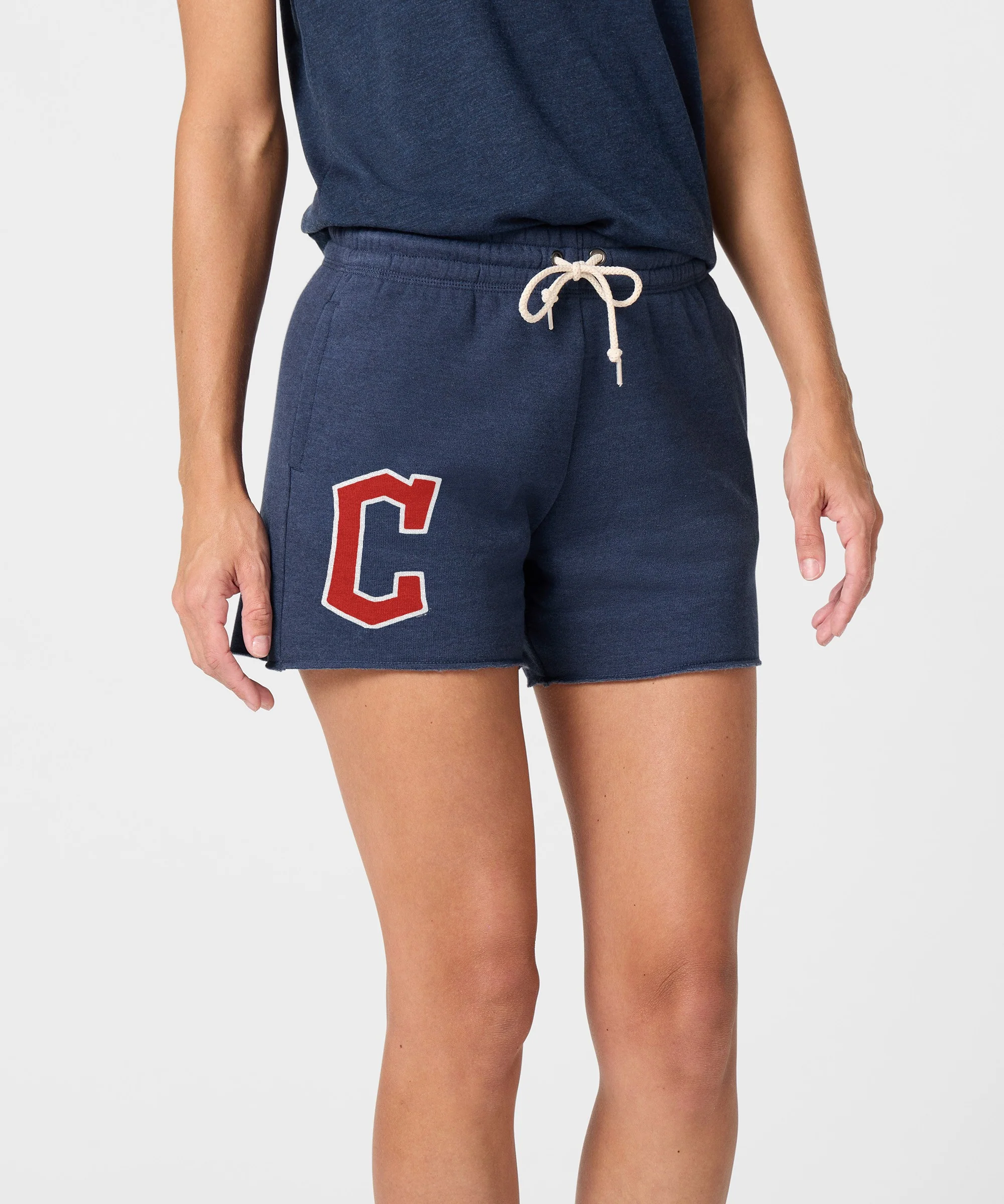 Women's Cleveland Guardians Cap Logo '22 Sweat Shorts - Image 3