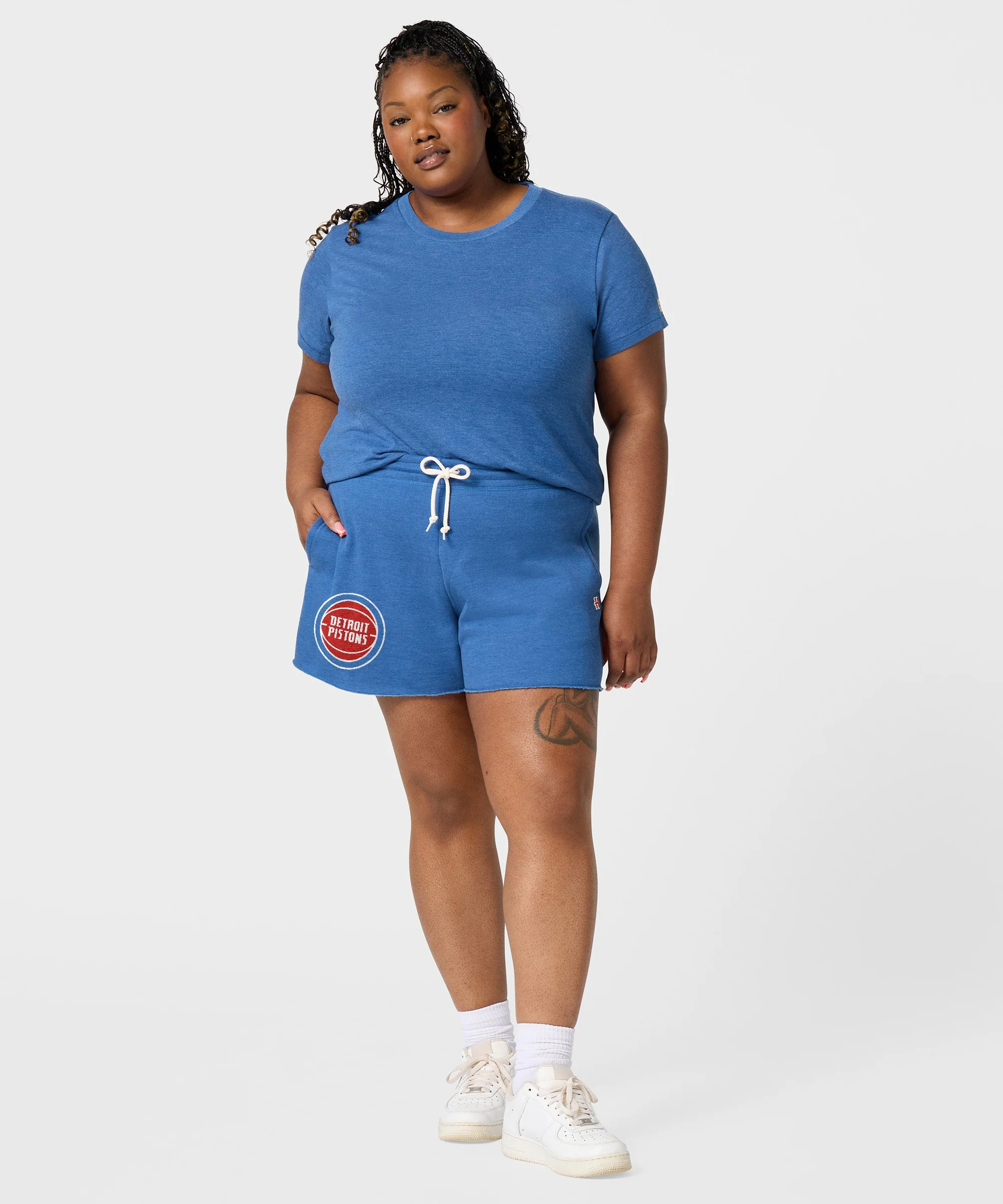 Women's Detroit Pistons Logo Sweat Shorts - Image 5