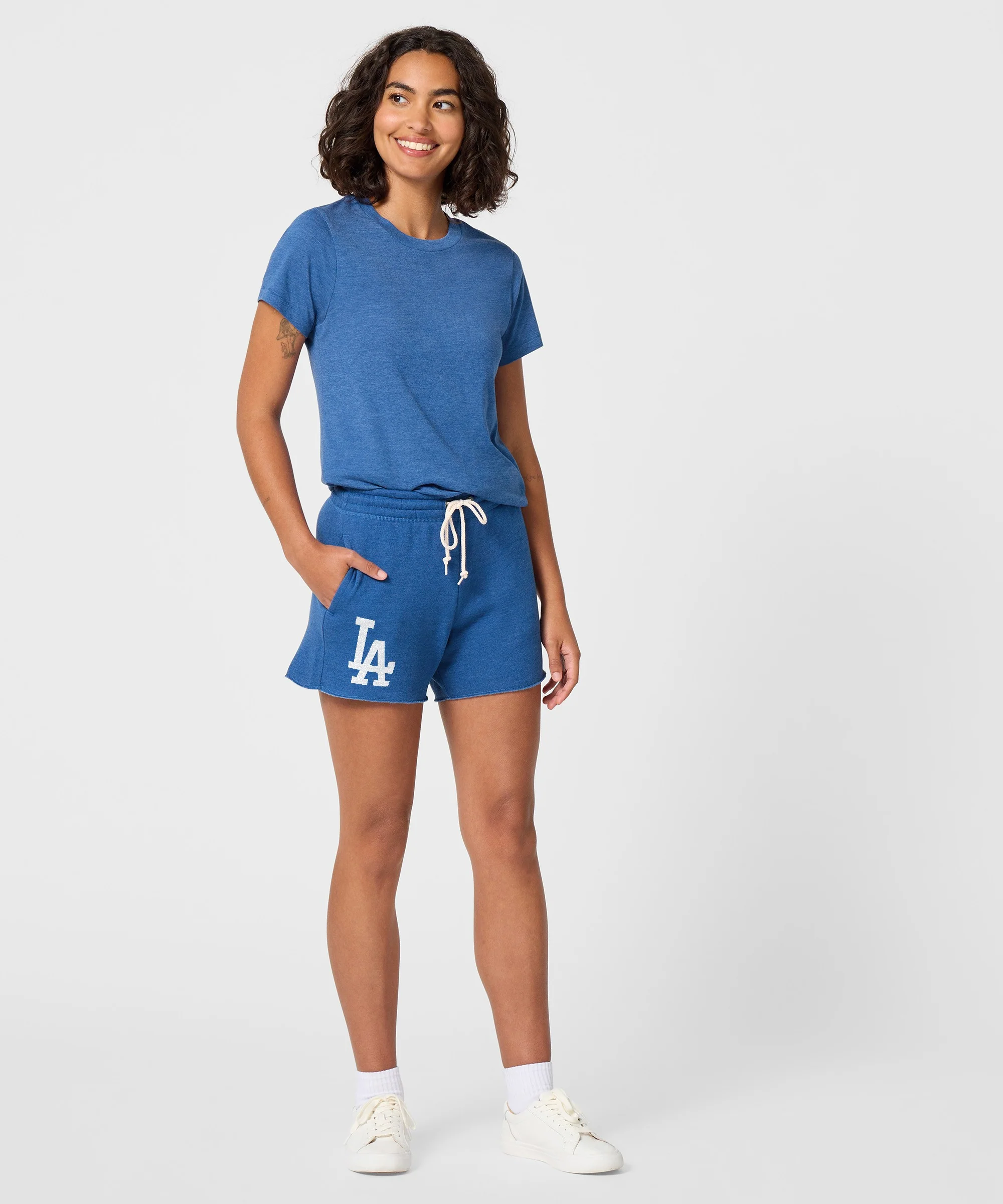 Women's Los Angeles Dodgers Cap Logo '12 Sweat Shorts - Image 5