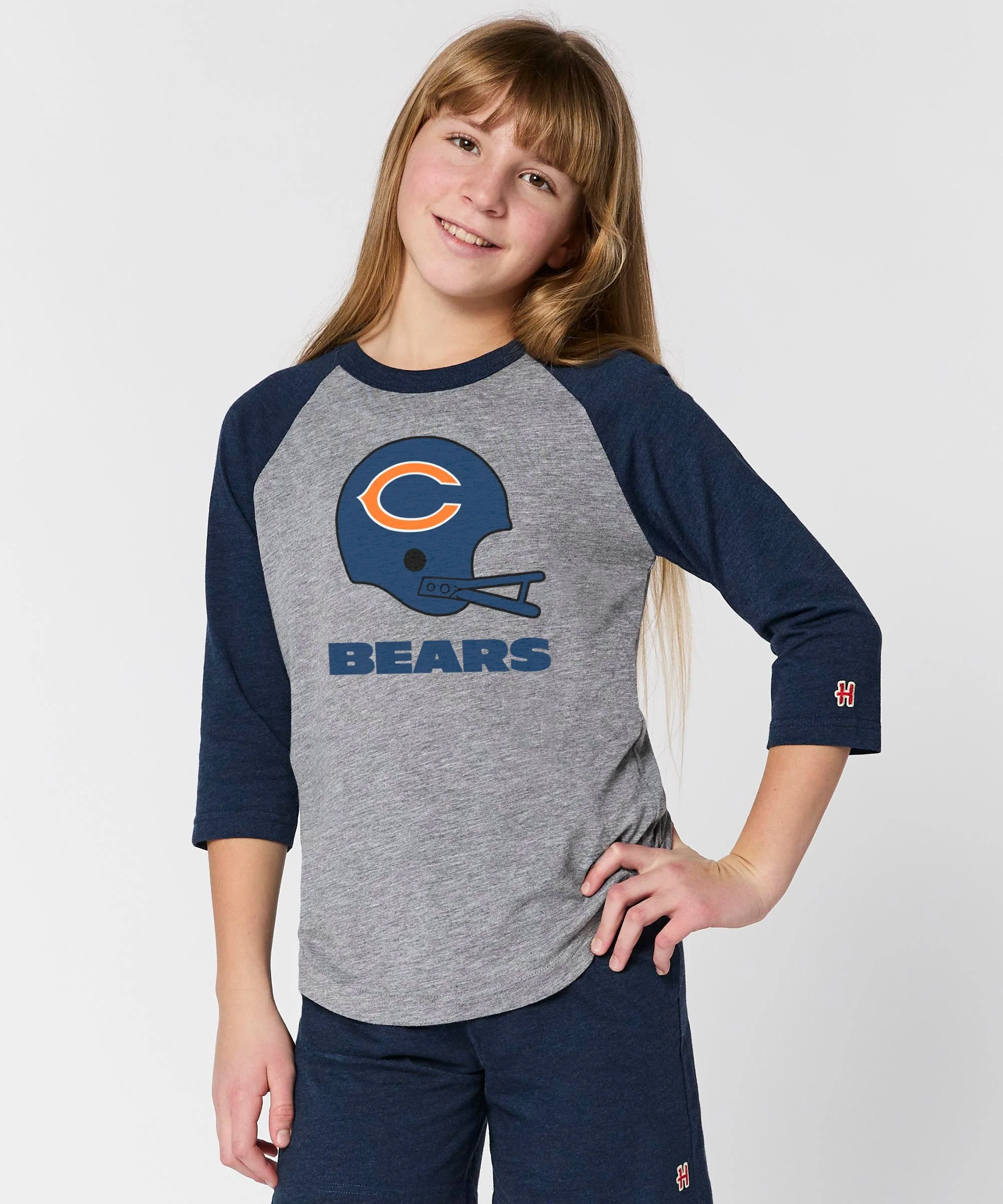 Youth Chicago Bears Big Helmet Raglan - Image 3
