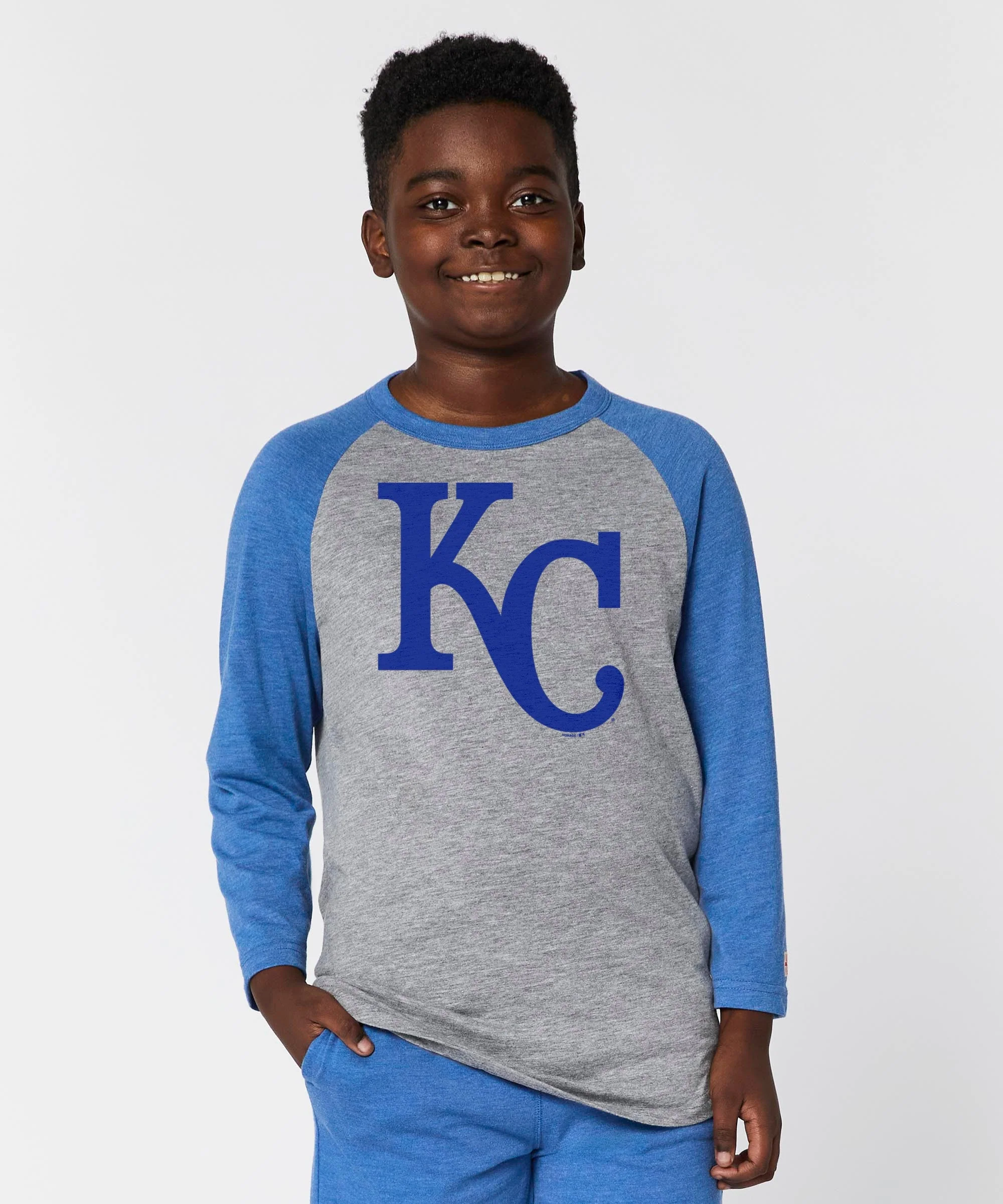 Youth Kansas City Royals Cap Logo '69 Raglan - Image 3