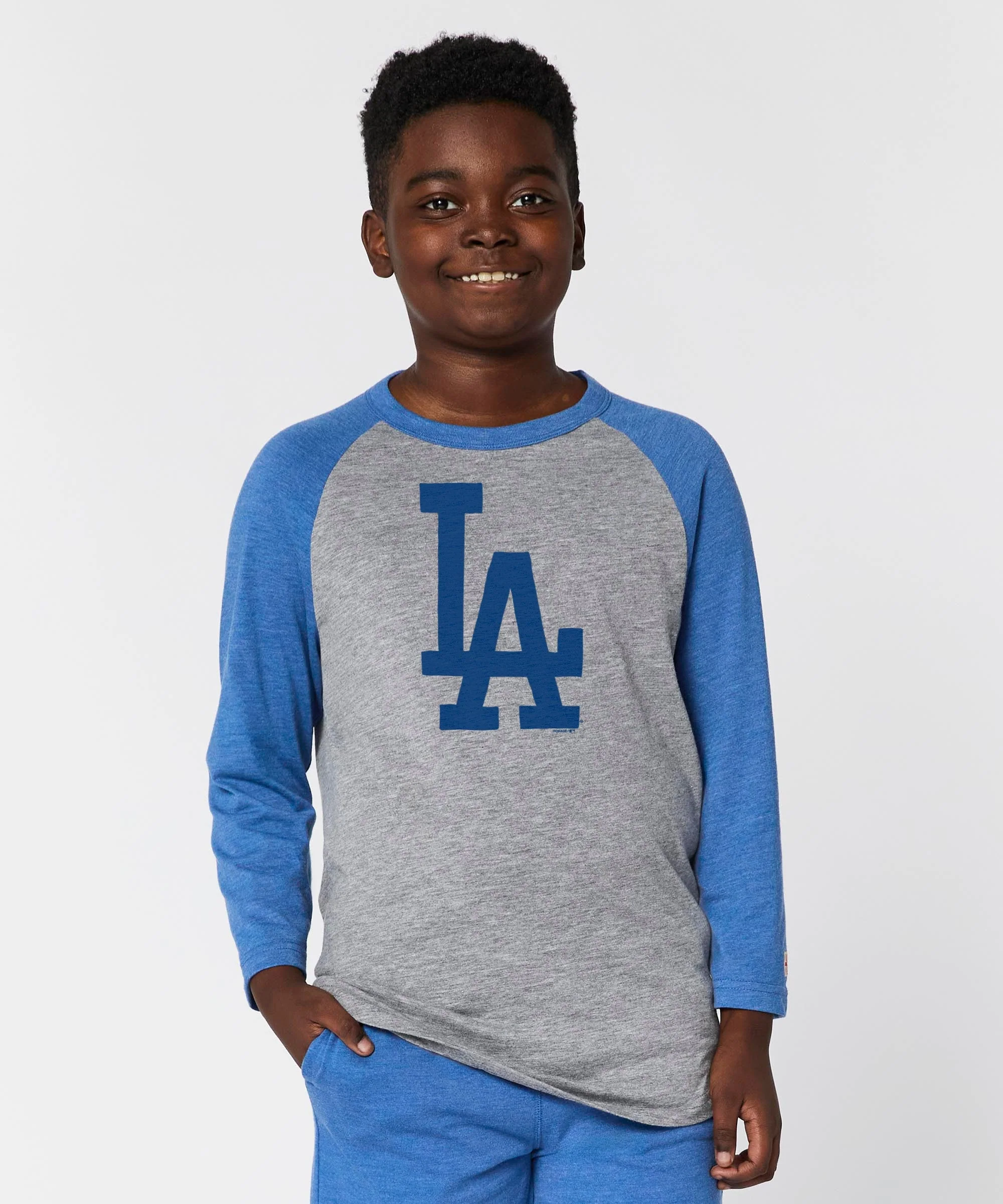Youth Los Angeles Dodgers Cap Logo '12 Raglan - Image 3