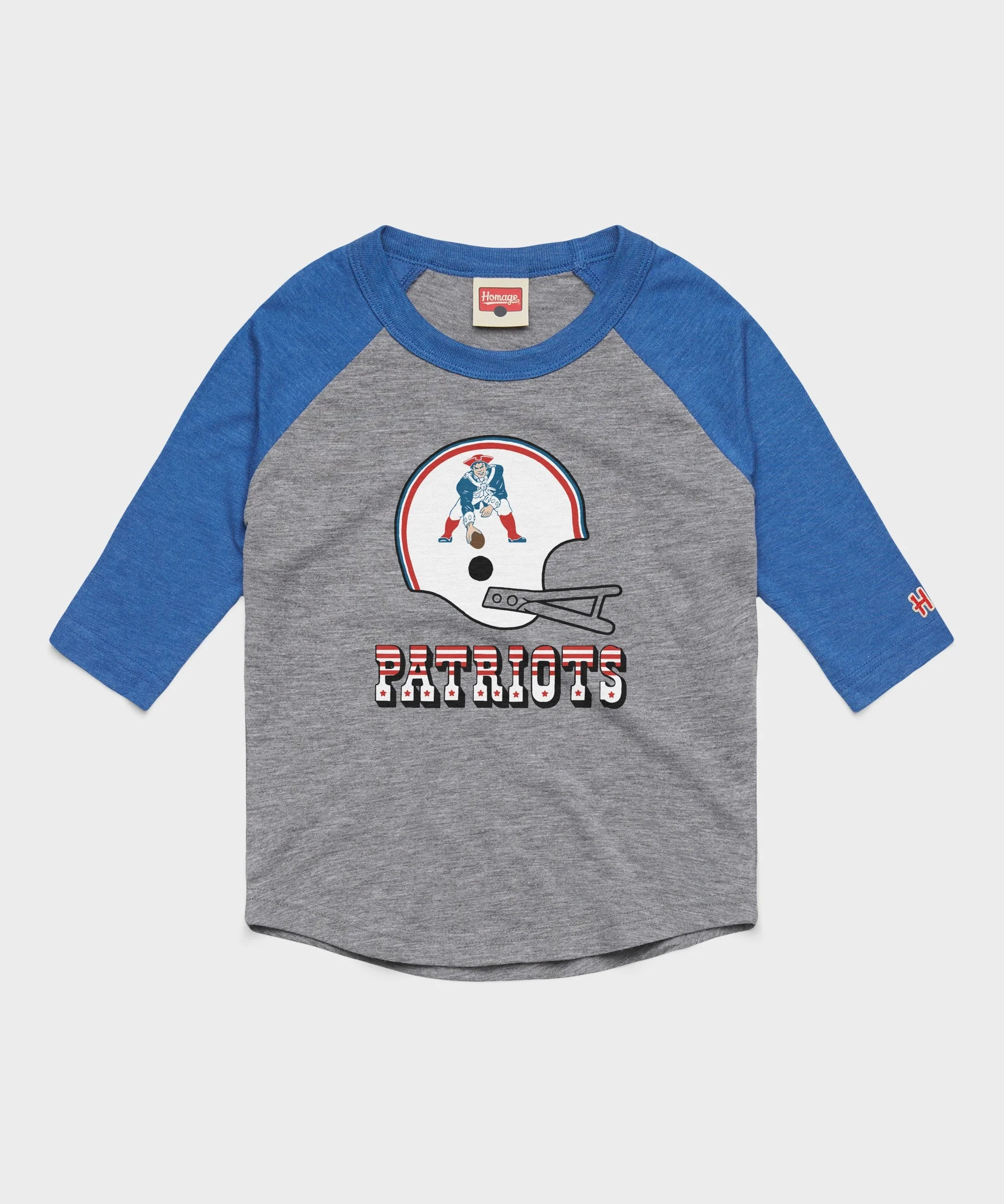 Youth New England Patriots Big Helmet Raglan