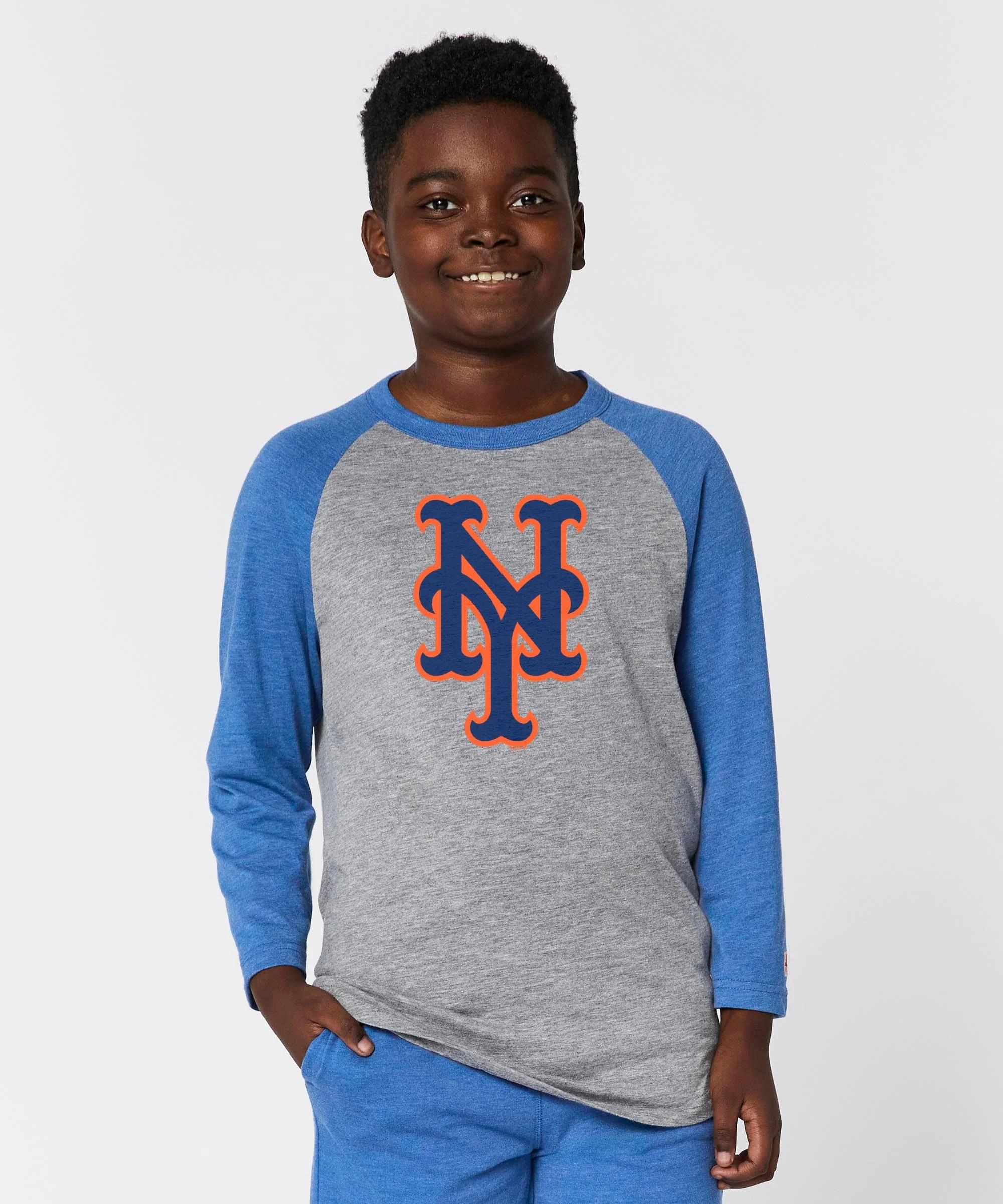Youth New York Mets Cap Logo '13 Raglan - Image 3
