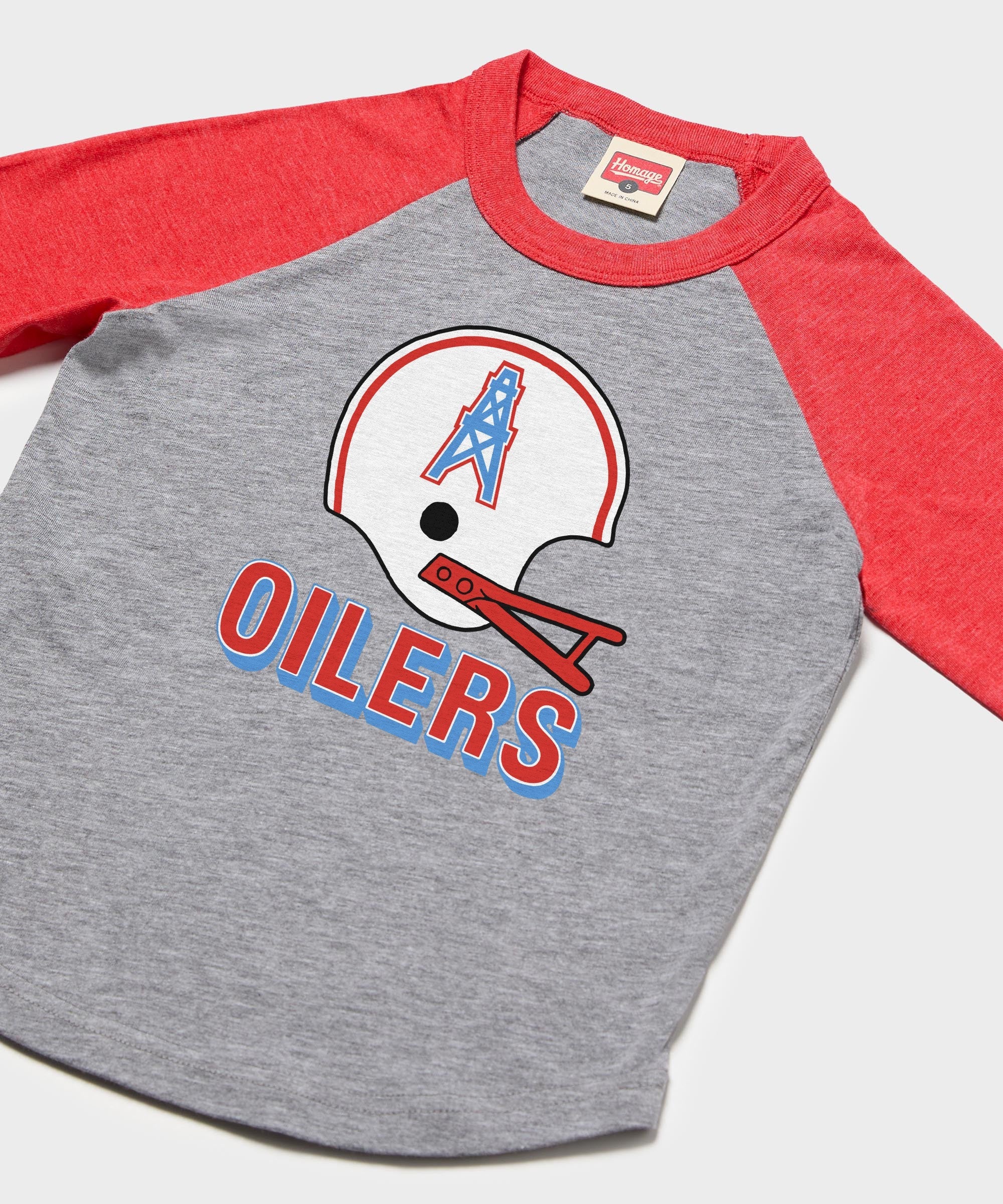 Youth Oilers Football Big Helmet Raglan - Image 2