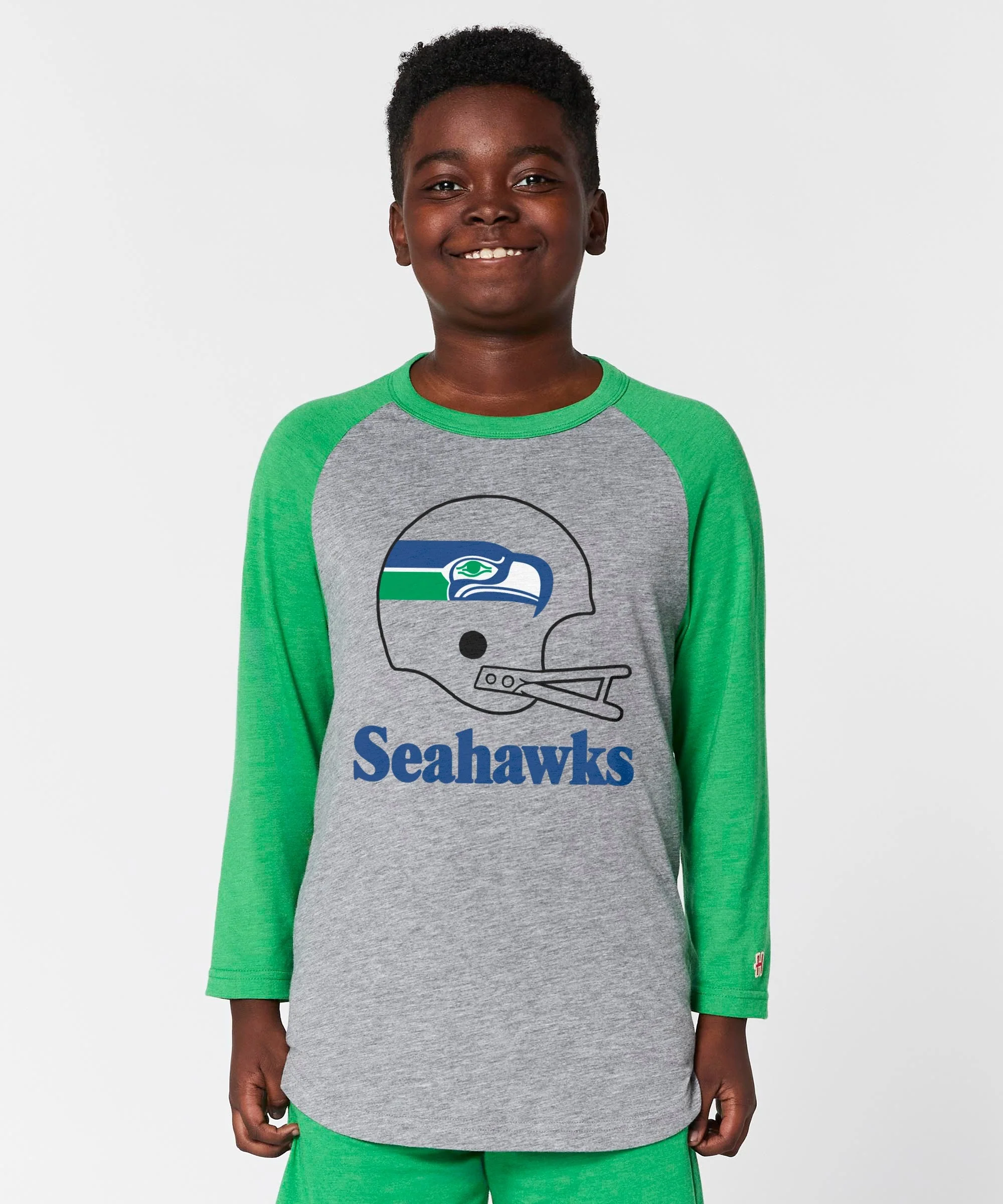 Youth Seattle Seahawks Big Helmet Raglan - Image 3